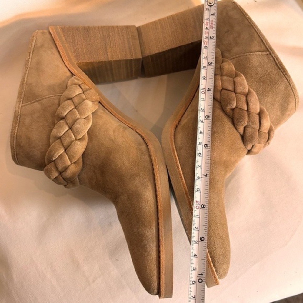 Women's Braided Suede Ankle Mules - Camel - Picture 5 of 8